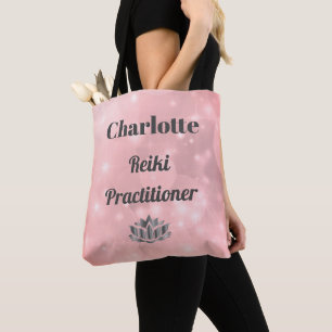 Personalised Pink Sparkle Reiki Practitioner Tote Bag
