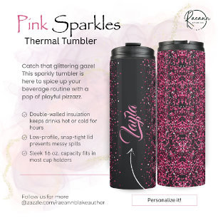 Personalised Pink Sparkles Thermal Tumbler