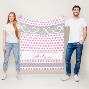 Personalised Pink Squares Fleece Blanket