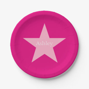 Personalised Pink Star Paper Plate