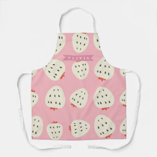 Personalised Pink Strawberry Name Cute Girly Apron