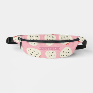 Personalised Pink Strawberry Name Cute Girly Bum Bags