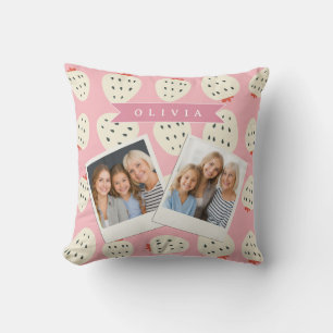 Personalised Pink Strawberry Name Cute Girly Cushion