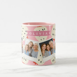 Personalised Pink Strawberry Name Cute Girly Two-Tone Coffee Mug