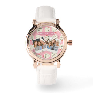Personalised Pink Strawberry Name Cute Girly Watch