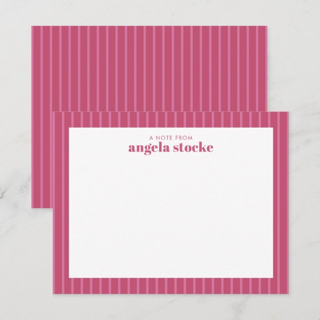 Personalised Pink Stripe Card (Front/Back)