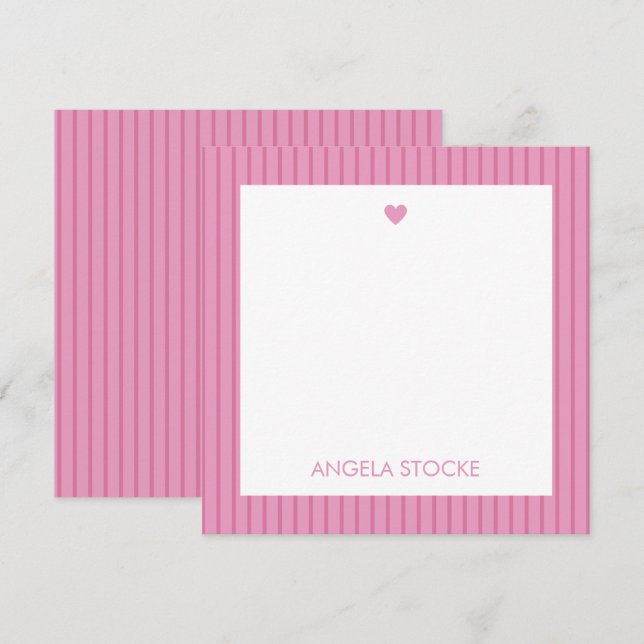 Personalised Pink Stripe Card (Front/Back)