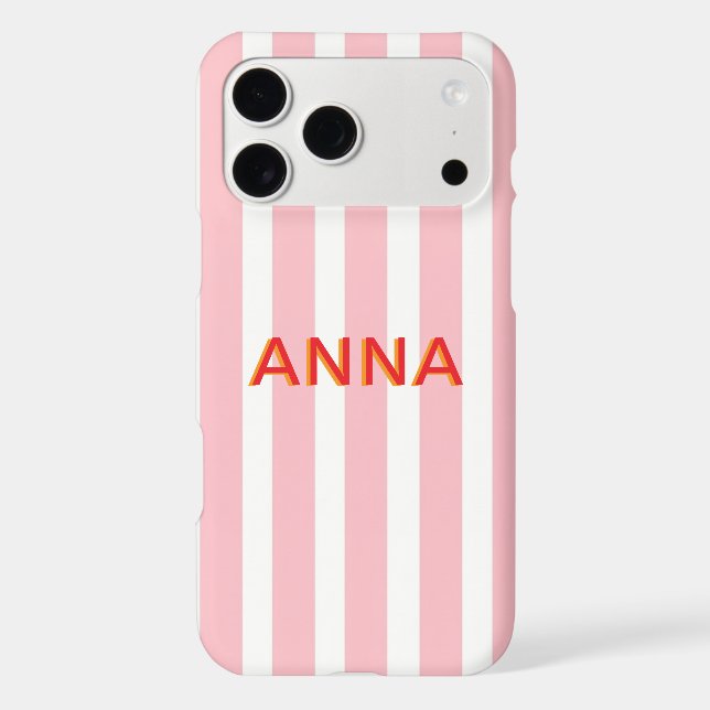 Personalised Pink Stripe Phone Case | Custom Name  (Back)