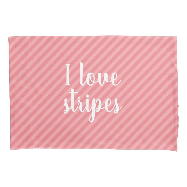 Personalised pink stripe pillowcase bedroom decor (Front)