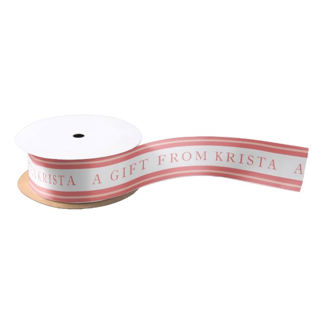 Personalised Pink Stripe Satin Ribbon (Spool)