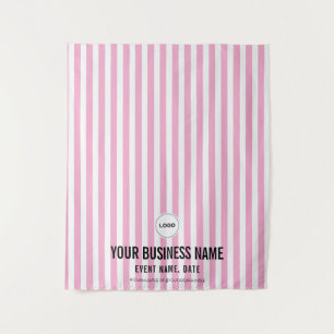 Personalised Pink Stripe Trade Show Booth Banner Tapestry