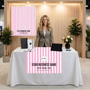 Personalised Pink Stripe Trade Show Booth Banner Tapestry
