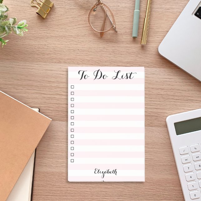 Personalised Pink Striped Checklist To Do List Post-it Notes (Personalized Pink Striped Checklist To Do List Post-it Notes)