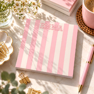 Personalised Pink Striped Notepad Custom Name