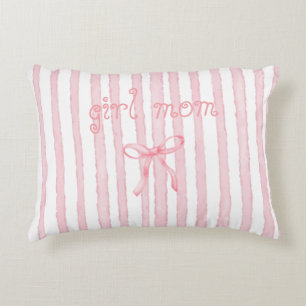 Personalised Pink Stripes Coquette Custom Text Decorative Cushion