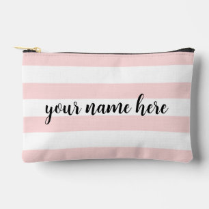Personalised Pink Stripes Cosmetic Bag