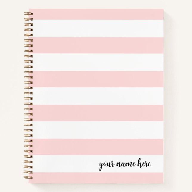 Personalised Pink Stripes Dot Notebook (Front)