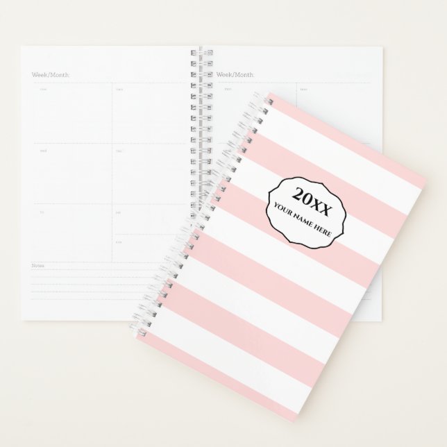 Personalised Pink Stripes Planner Notebook (Display)