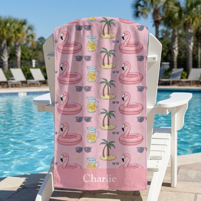 Personalised Pink Summer Vibes Beach Towel (Creator Uploaded)