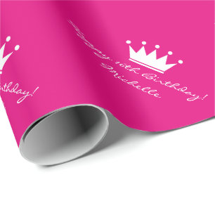 Personalised pink sweet 16 Birthday wrapping paper