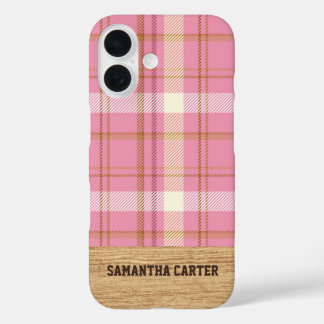 Personalised Pink Tartan Plaid iPhone Case