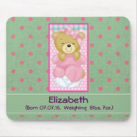 Personalised Pink Teddy Bear Baby Keepsake