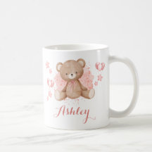 Personalised Pink Teddy Bear Coffee Mug