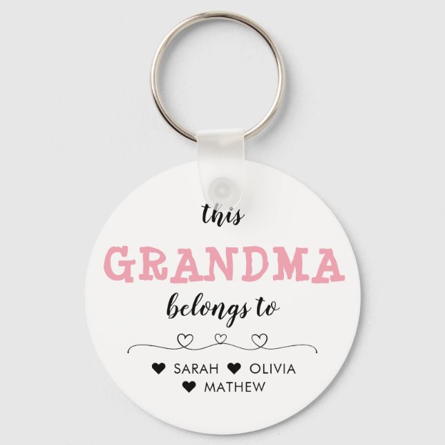 Personalised Pink This Grandma Belongs to Keychain (Front)