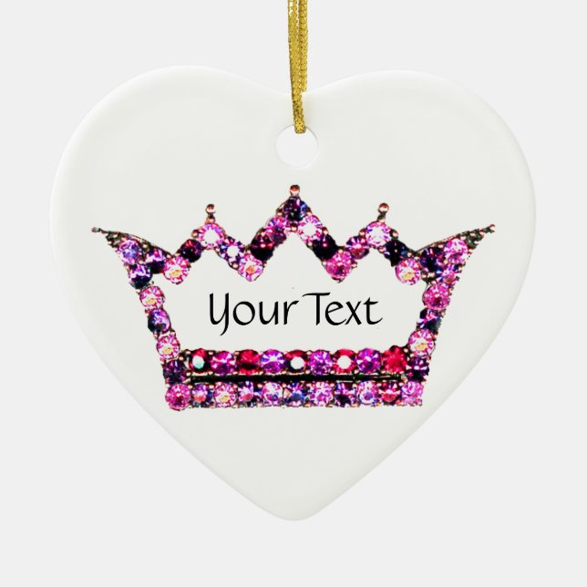 Personalised Pink Tiara Ceramic Tree Decoration (Front)