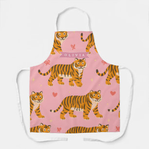 Personalised Pink Tiger Chic Edgy Fun Aesthetic Apron