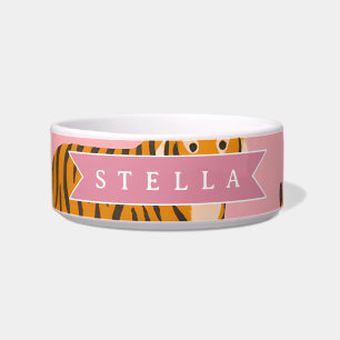 Personalised Pink Tiger Chic Edgy Fun Aesthetic Bowl