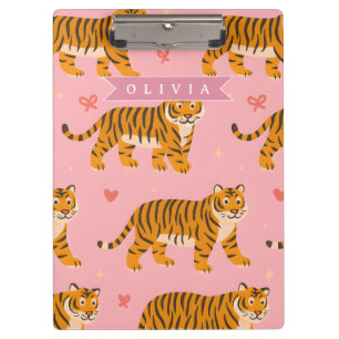 Personalised Pink Tiger Chic Edgy Fun Aesthetic Clipboard