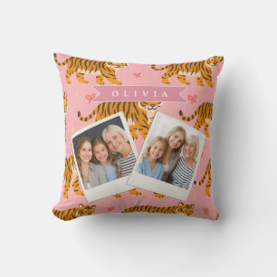 Personalised Pink Tiger Chic Edgy Fun Aesthetic Cushion