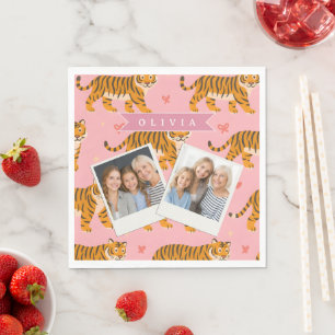 Personalised Pink Tiger Chic Edgy Fun Aesthetic Napkin