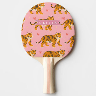 Personalised Pink Tiger Chic Edgy Fun Aesthetic Ping Pong Paddle