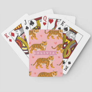 Personalised Pink Tiger Chic Edgy Fun Aesthetic Playing Cards