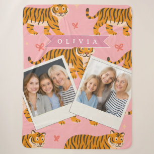 Personalised Pink Tiger Chic Edgy Fun Aesthetic Sherpa Blanket