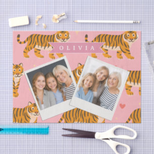 Personalised Pink Tiger Chic Edgy Fun Aesthetic Tissue Paper