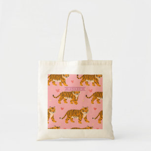 Personalised Pink Tiger Chic Edgy Fun Aesthetic Tote Bag