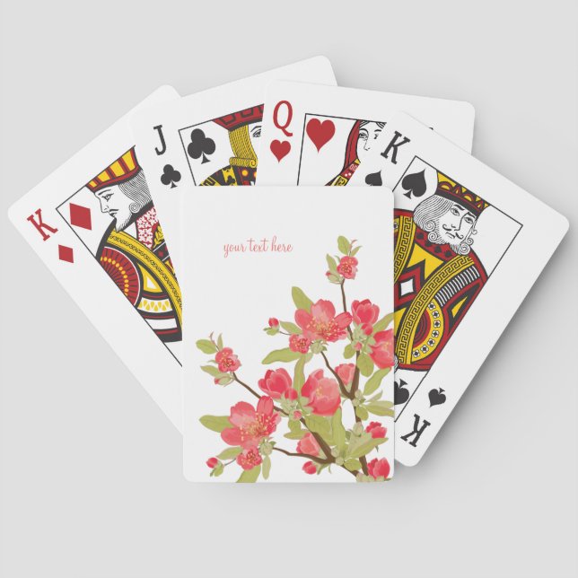 Personalised Pink Tree Blossoms Playing Cards (Back)