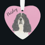 Personalised Pink Tricolor English Springer Ornament<br><div class="desc">I am in love with this beautifully detailed watercolor illustration of a tricolor english springer spaniel on a sweet pink heart! Personalise these pastel ornaments and make the nice list this year! For the perfect presents, pair it with a matching item from the collection for a thoughtful housewarming, bridal shower,...</div>