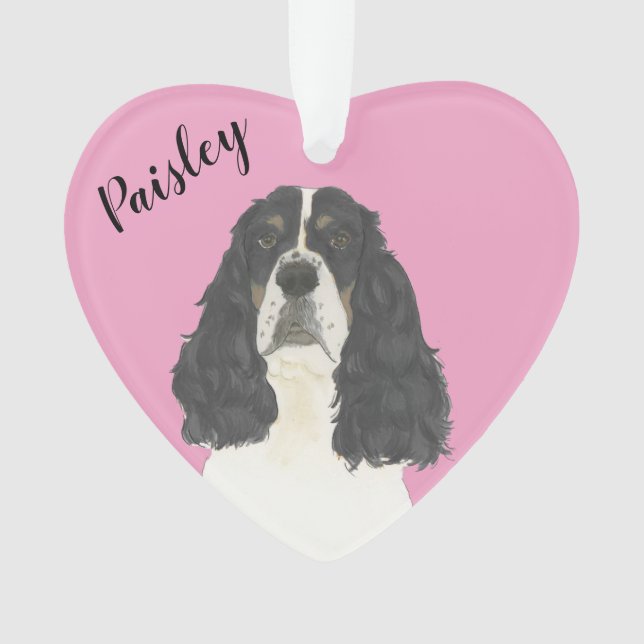 Personalised Pink Tricolor English Springer Ornament (Front)