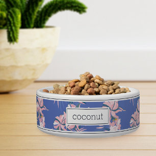 Personalised Pink Tropical Floral Pattern Pet Bowl
