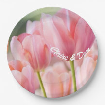Personalised Pink Tulip Paper Party Plates