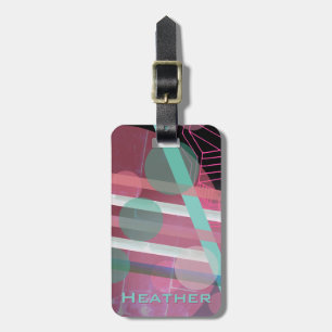 Personalised/Pink & Turquoise/Abstract Design Luggage Tag