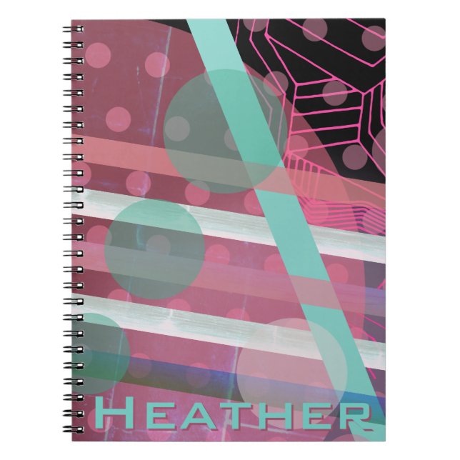 Personalised/Pink & Turquoise/Abstract Design Notebook (Front)