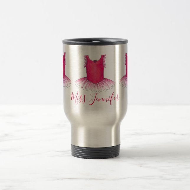Personalised Pink Tutu Dance Teacher Ballet Dancer Travel Mug (Center)
