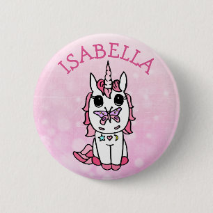 Personalised Pink Unicorn 6 Cm Round Badge