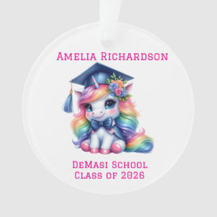 Personalised Pink Unicorn Graduation Ornament