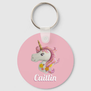 Personalised Pink Unicorn Keyring